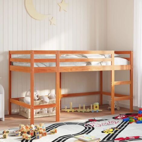 Single Bed，Children's bed，Kids' Loft Bed without Mattress with Ladder Wax Brown 90x200 cm VSVS299896
