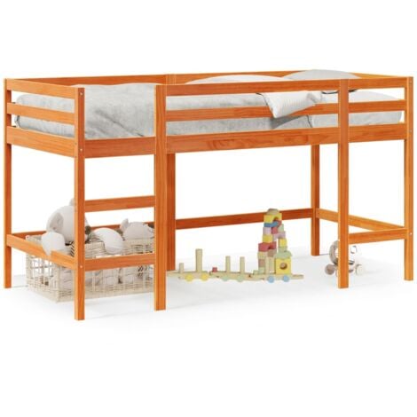 Single Bed，Children's bed，Kids' Loft Bed without Mattress with Ladder Wax Brown 90x200 cm VSVS299896