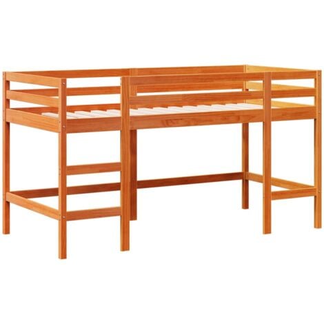 Single Bed，Children's bed，Kids' Loft Bed without Mattress with Ladder Wax Brown 90x200 cm VSVS299896