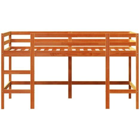 Single Bed，Children's bed，Kids' Loft Bed without Mattress with Ladder Wax Brown 90x200 cm VSVS299896