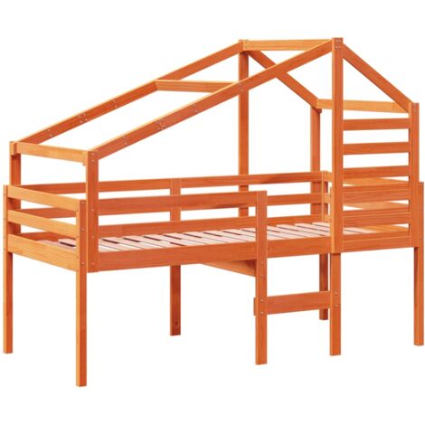 Single Bed，Adult bed，High Sleeper Bed without Mattress Wax Brown 90x190 cm Single Solid Wood Pine VSVS332287