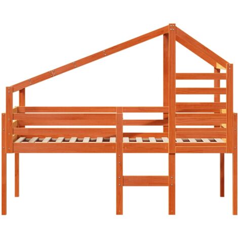 Single Bed，Adult bed，High Sleeper Bed without Mattress Wax Brown 90x190 cm Single Solid Wood Pine VSVS332287