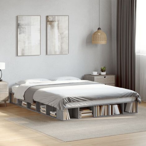 Double bed Adult bed Bed Frame without Mattress Grey Sonoma 150x200 cm King Size VSVS383282