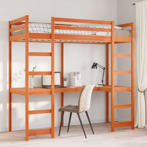 Single Bed，Adult bed，Loft Bed Frame without Mattress Wax Brown 75x190 cm Small Single Solid Wood Pine VSVS404516