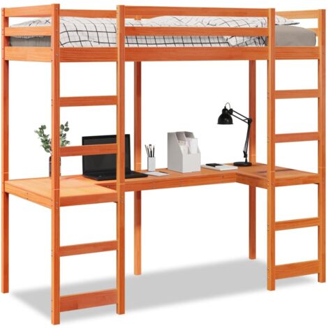 Single Bed，Adult bed，Loft Bed Frame without Mattress Wax Brown 75x190 cm Small Single Solid Wood Pine VSVS404516