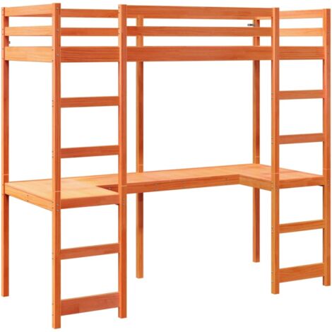 Single Bed，Adult bed，Loft Bed Frame without Mattress Wax Brown 75x190 cm Small Single Solid Wood Pine VSVS404516