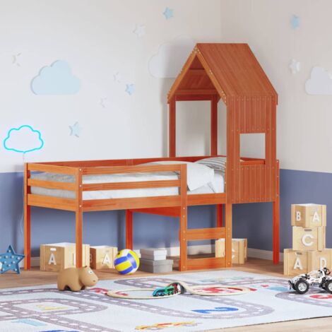 Single Bed，Adult bed，High Sleeper Bed without Mattress Wax Brown 90x190 cm Single Solid Wood Pine VSVS789927