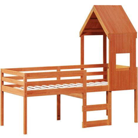 Single Bed，Adult bed，High Sleeper Bed without Mattress Wax Brown 90x190 cm Single Solid Wood Pine VSVS789927