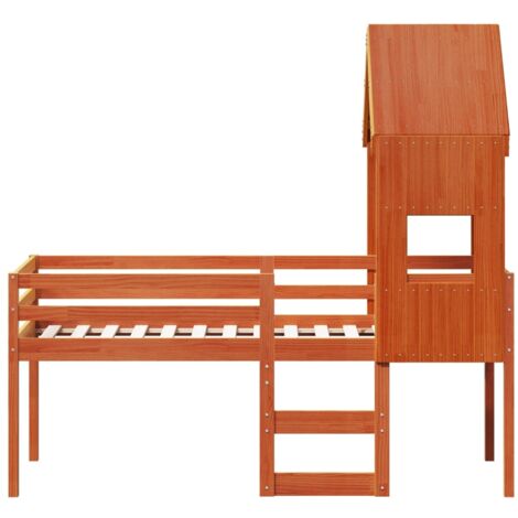 Single Bed，Adult bed，High Sleeper Bed without Mattress Wax Brown 90x190 cm Single Solid Wood Pine VSVS789927