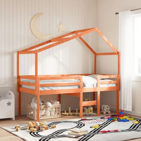 Single Bed，Adult bed，High Sleeper Bed without Mattress Wax Brown 75x190 cm Small Single Solid Wood Pine VSVS257918