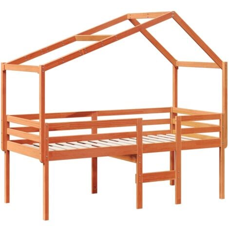 Single Bed，Adult bed，High Sleeper Bed without Mattress Wax Brown 75x190 cm Small Single Solid Wood Pine VSVS257918