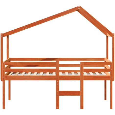 Single Bed，Adult bed，High Sleeper Bed without Mattress Wax Brown 75x190 cm Small Single Solid Wood Pine VSVS257918