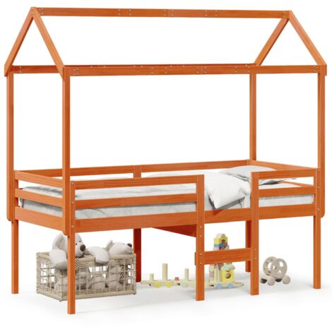Single Bed，Adult bed，High Sleeper Bed without Mattress Wax Brown 90x190 cm Single Solid Wood Pine VSVS267038