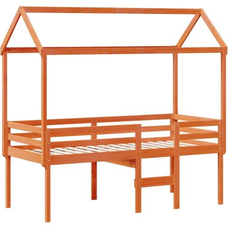 Single Bed，Adult bed，High Sleeper Bed without Mattress Wax Brown 90x190 cm Single Solid Wood Pine VSVS267038