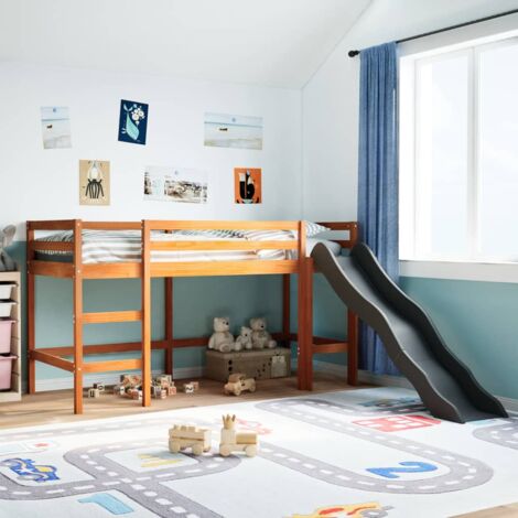 Single Bed，Children's bed，Kids' Loft Bed without Mattress Wax Brown 80x200 cm Solid Wood Pine VSVS470541