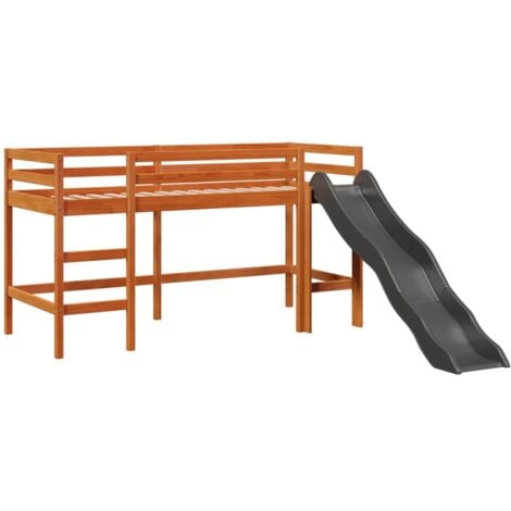Single Bed，Children's bed，Kids' Loft Bed without Mattress Wax Brown 80x200 cm Solid Wood Pine VSVS470541