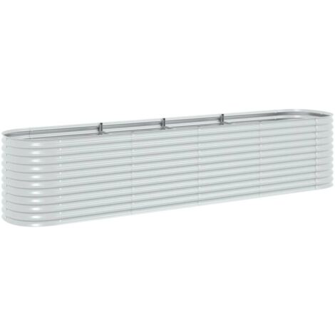 Garden Raised Bed，Planter，Plant pot，Flower box 400x80x81 cm Galvanised Steel Silver VSVS950499
