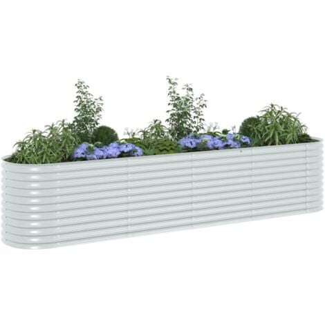 Garden Raised Bed，Planter，Plant pot，Flower box 400x80x81 cm Galvanised Steel Silver VSVS950499