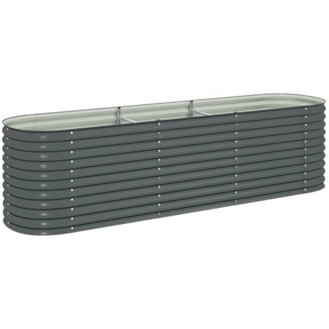 Garden Raised Bed，Planter，Plant pot，Flower box 320x80x81 cm Galvanised Steel Grey VSVS710846