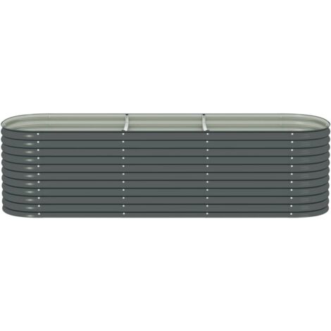 Garden Raised Bed，Planter，Plant pot，Flower box 320x80x81 cm Galvanised Steel Grey VSVS710846