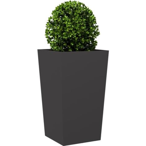 2 pcs Garden Planter，Plant pot，Flower boxs Black 45x45x75 cm Steel VSVS553547