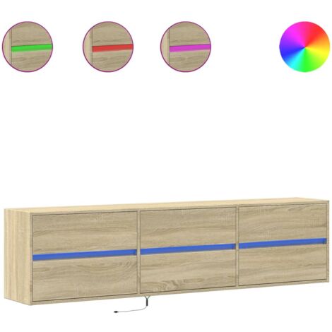TV Wall Cabinet，TV stand，TV Unit with LED Sonoma Oak 180x31x45 cm VSVS636067