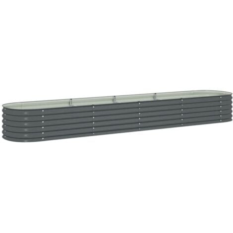 Garden Raised Bed，Planter，Plant pot，Flower box 400x80x44 cm Galvanised Steel Grey VSVS891926