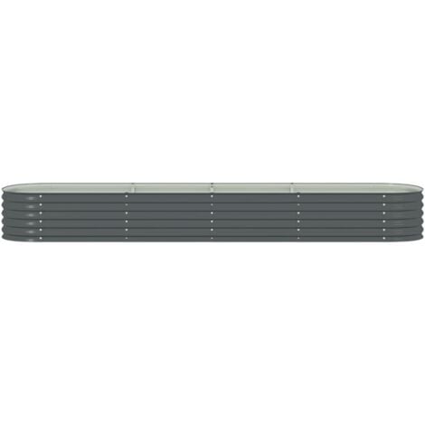 Garden Raised Bed，Planter，Plant pot，Flower box 400x80x44 cm Galvanised Steel Grey VSVS891926