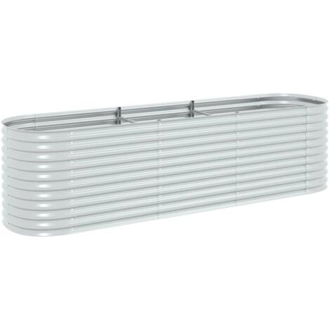 Garden Raised Bed，Planter，Plant pot，Flower box 320x80x81 cm Galvanised Steel Silver VSVS710477