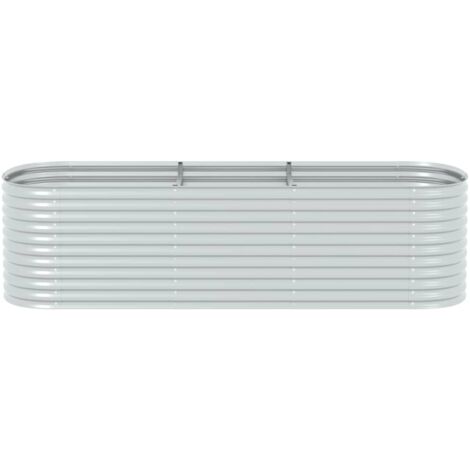 Garden Raised Bed，Planter，Plant pot，Flower box 320x80x81 cm Galvanised Steel Silver VSVS710477