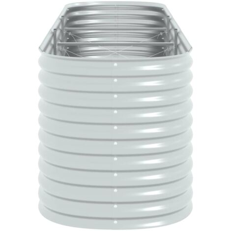 Garden Raised Bed，Planter，Plant pot，Flower box 320x80x81 cm Galvanised Steel Silver VSVS710477