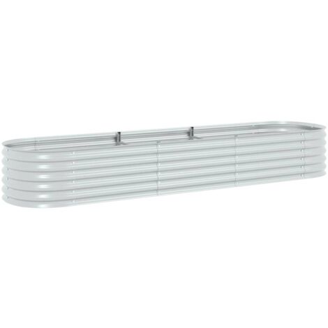 Garden Raised Bed，Planter，Plant pot，Flower box 320x80x44 cm Galvanised Steel Silver VSVS871583