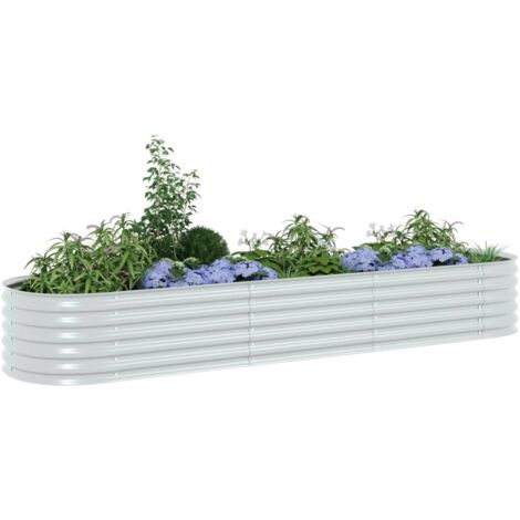 Garden Raised Bed，Planter，Plant pot，Flower box 320x80x44 cm Galvanised Steel Silver VSVS871583