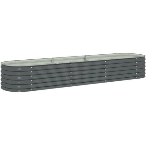 Garden Raised Bed，Planter，Plant pot，Flower box 320x80x44 cm Galvanised Steel Grey VSVS143402