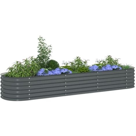 Garden Raised Bed，Planter，Plant pot，Flower box 320x80x44 cm Galvanised Steel Grey VSVS143402