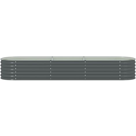 Garden Raised Bed，Planter，Plant pot，Flower box 320x80x44 cm Galvanised Steel Grey VSVS143402