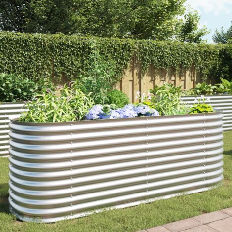 Garden Raised Bed，Planter，Plant pot，Flower box 240x80x81 cm Galvanised Steel Silver VSVS185339