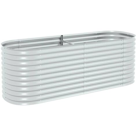 Garden Raised Bed，Planter，Plant pot，Flower box 240x80x81 cm Galvanised Steel Silver VSVS185339