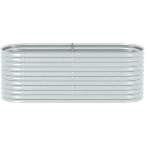 Garden Raised Bed，Planter，Plant pot，Flower box 240x80x81 cm Galvanised Steel Silver VSVS185339