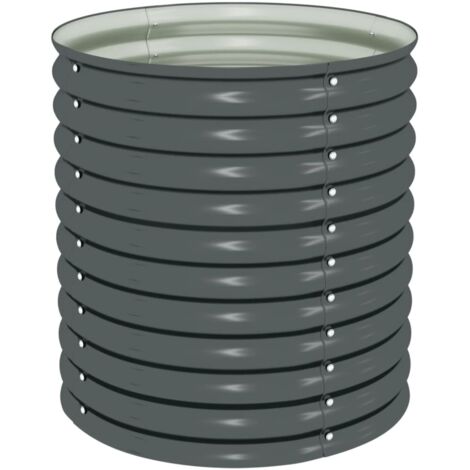 Garden Raised Bed，Planter，Plant pot，Flower box 80x80x81 cm Galvanised Steel Grey VSVS108989