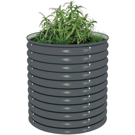 Garden Raised Bed，Planter，Plant pot，Flower box 80x80x81 cm Galvanised Steel Grey VSVS108989