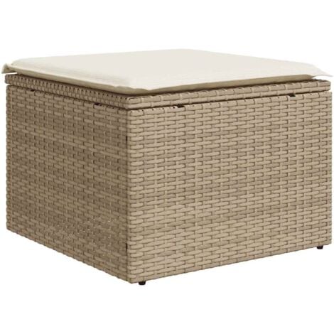 2 Piece Garden Sofa Set，Garden Lounge Set，Outdoor Lounge Set with Cushions Beige Poly Rattan Acacia VSVS440820