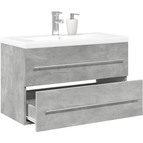 2 Piece Bathroom Furniture Set Bathroom Cabinet Set Concrete Grey