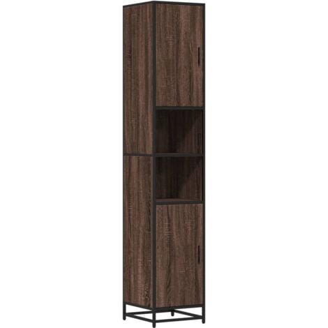 Bathroom Cabinet，Bathroom Furniture Brown Oak 35x37.5x188.5 cm Engineered Wood and Metal VSVS679327