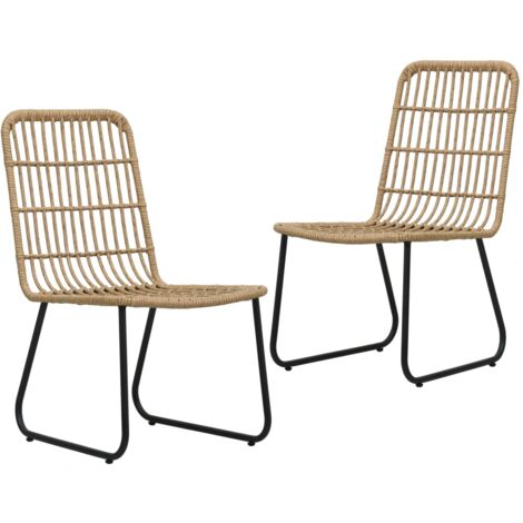 Garden Chairs 2 pcs，Outdoor Chair Poly Rattan Oak VSVS779173