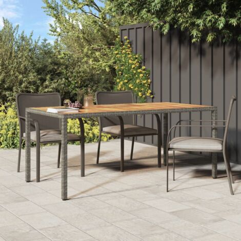 Garden Table，Outdoor Table 190x90x75 cm Poly Rattan and Acacia Wood Grey VSVS443941