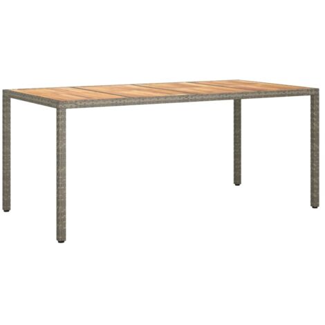 Garden Table，Outdoor Table 190x90x75 cm Poly Rattan and Acacia Wood Grey VSVS443941
