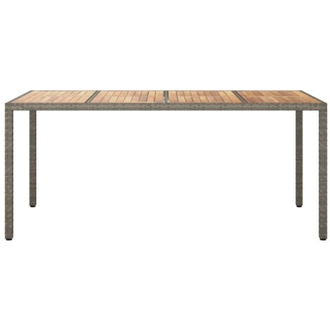 Garden Table，Outdoor Table 190x90x75 cm Poly Rattan and Acacia Wood Grey VSVS443941