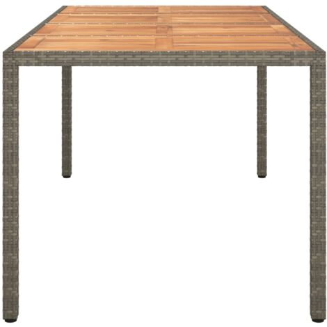 Garden Table，Outdoor Table 190x90x75 cm Poly Rattan and Acacia Wood Grey VSVS443941