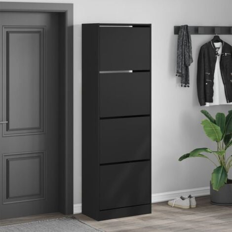 Shoe Cabinet Shoe Rack Shoe storage with 4 Flip Drawers Black 60x34x187.5 cm VSVS646276